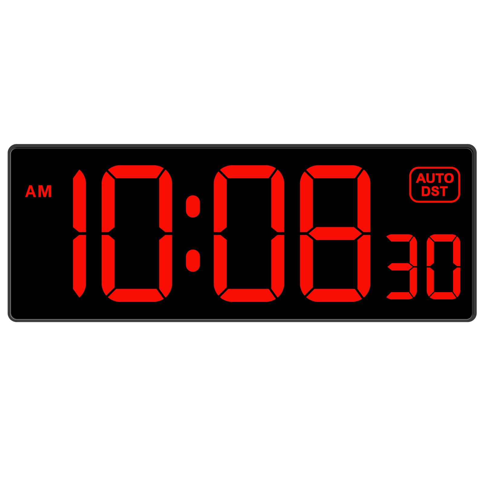 Soobest LED Digital Wall Clock 10" Large Red Dimmable Plug‑in Display with Seconds — Easy‑Read for Seniors & Visually Im