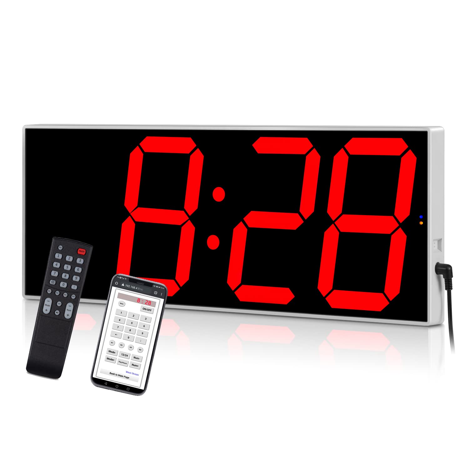 West Ocean Smart WiFi LED Wall Clock – Large 6" Red Digit, Network‑Synced Countdown Timer with DST