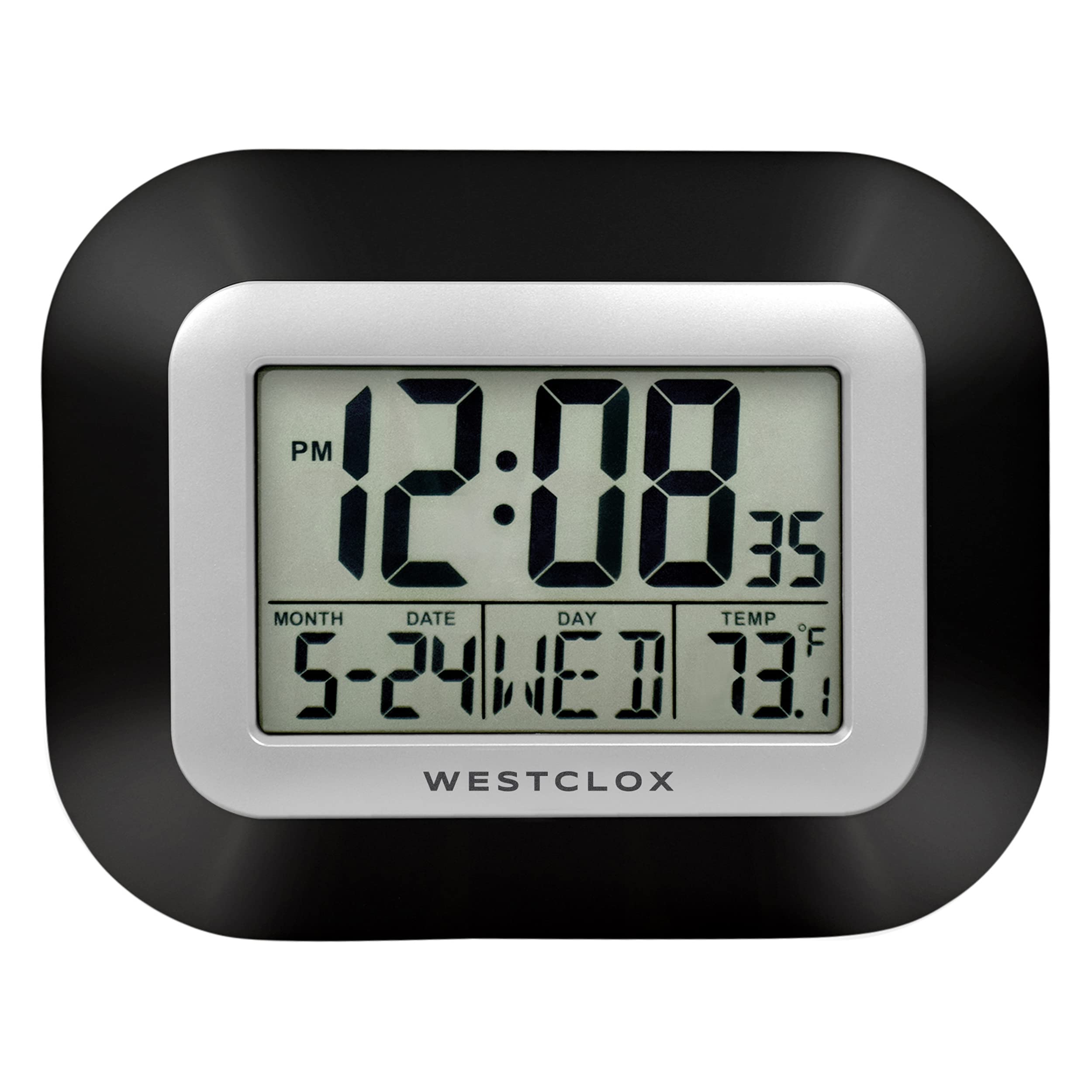 Westclox Large Digital Wall Clock — Temperature, Date & Day Display with Alarm for Office, Kitchen, Bedroom, Living Room